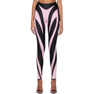 Mugler Pink & Black Spiral Leggings